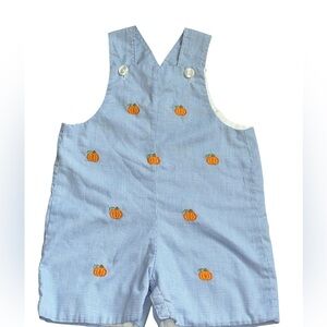 Anavini Embroidery Collection Baby Boys Shortall Romper 24 Months Pumpkin Blue